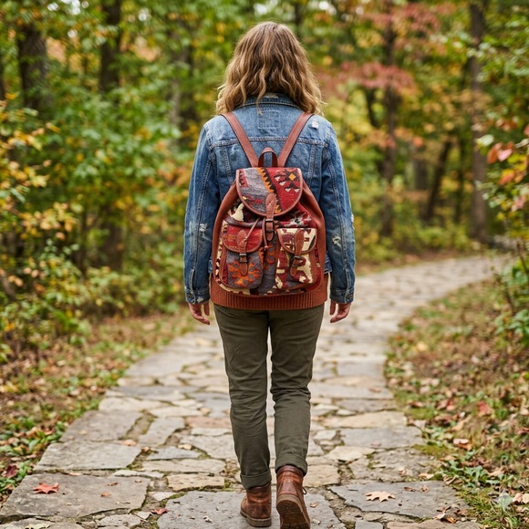 Source Unknown Handbags - Vintage Wool Patterned Women's Backpack